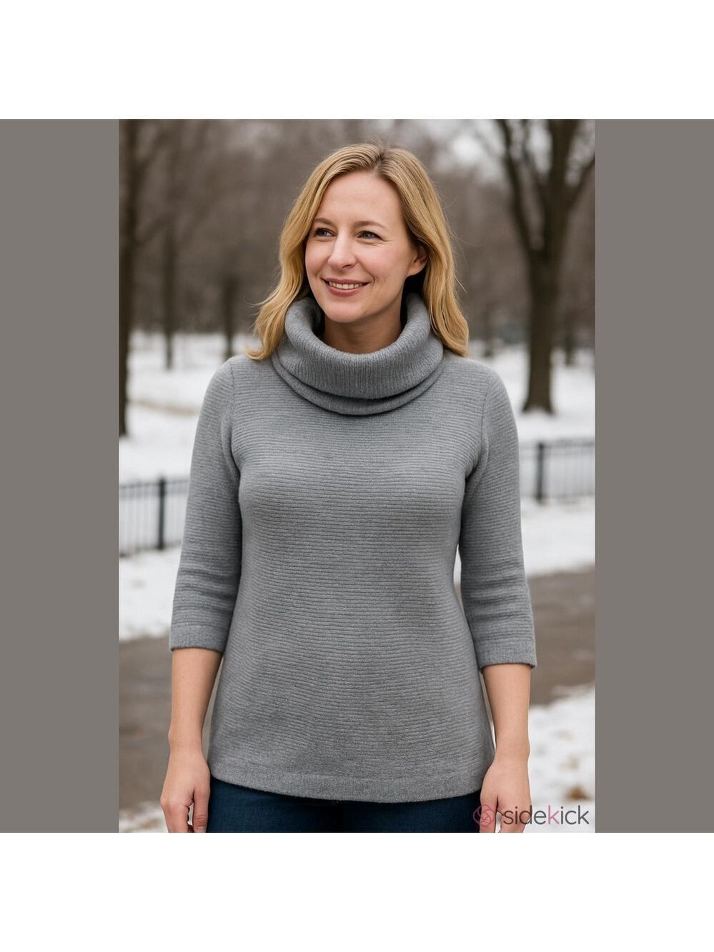 Merona Gray Textured Funnel Neck Sweatshirt Women's Medium